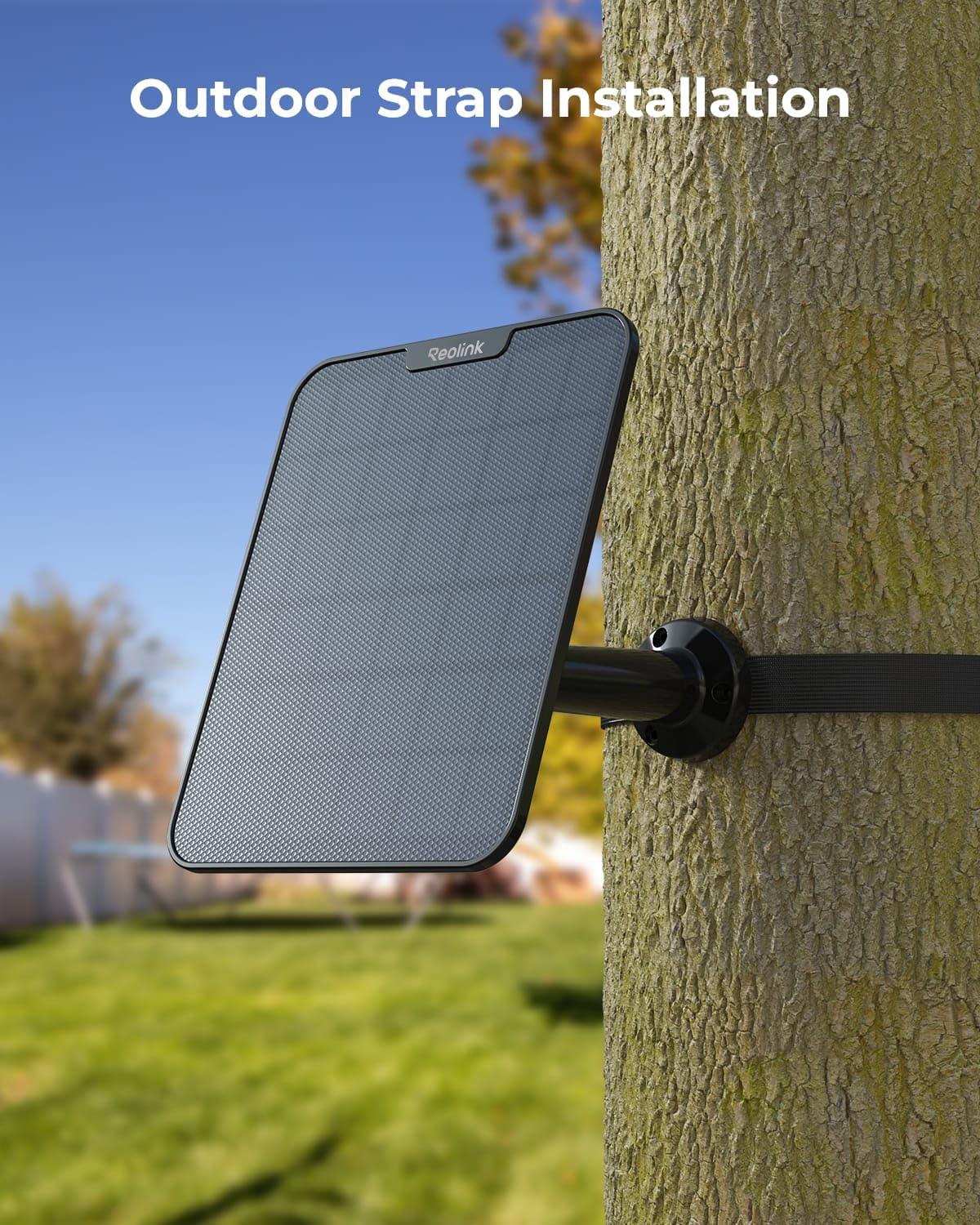 REOLINK solar panel powering Argus camera demonstrating uninterrupted surveillance benefit