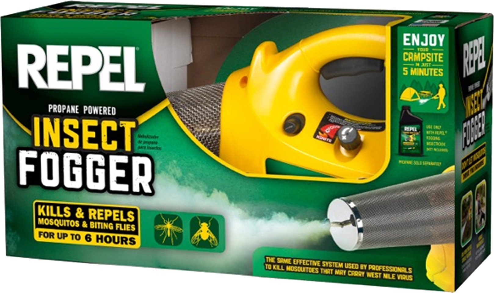 Repel fogger close-up of reservoir and nozzle for precise, efficient fogging