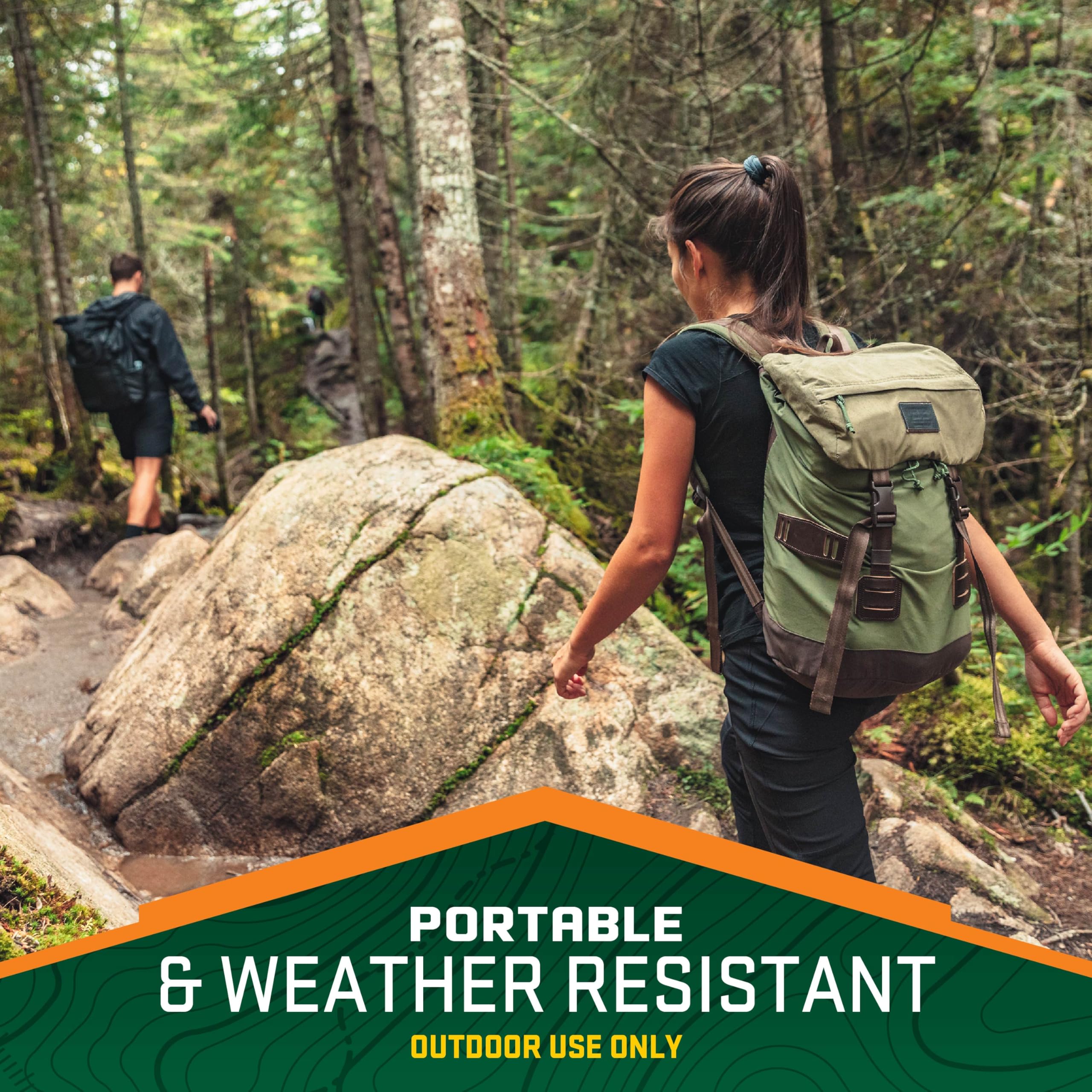 Repel Realm Zone placed near people outdoors for convenient mosquito protection