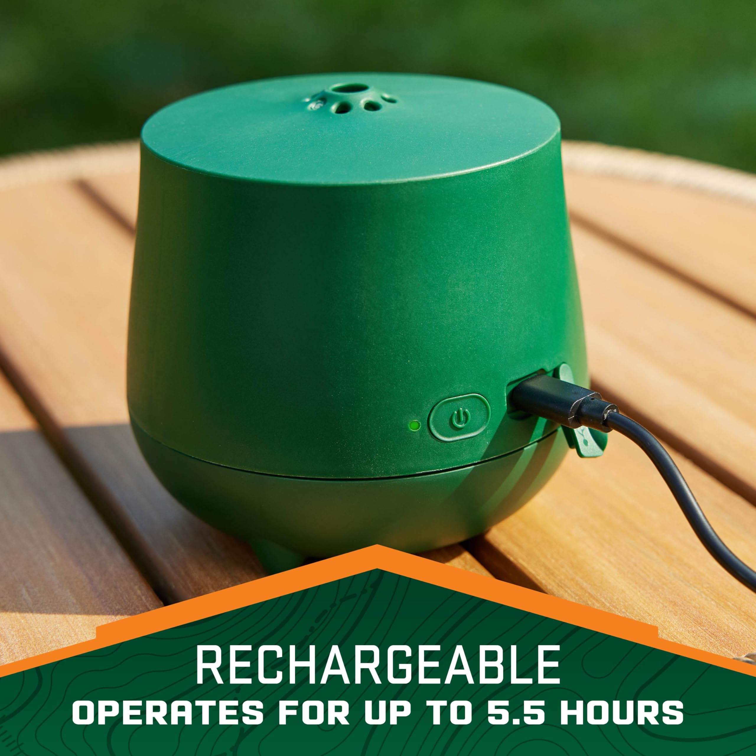 Repel Realm Zone USB cable connected to device for quick rechargeable power