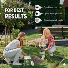 Repellex scoop in hand applying granules for fast garden protection