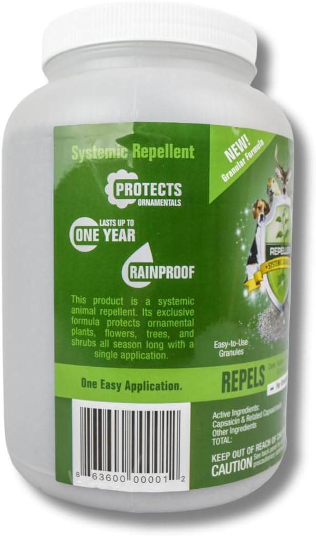 Repellex granules along vegetable garden edge protecting new growth