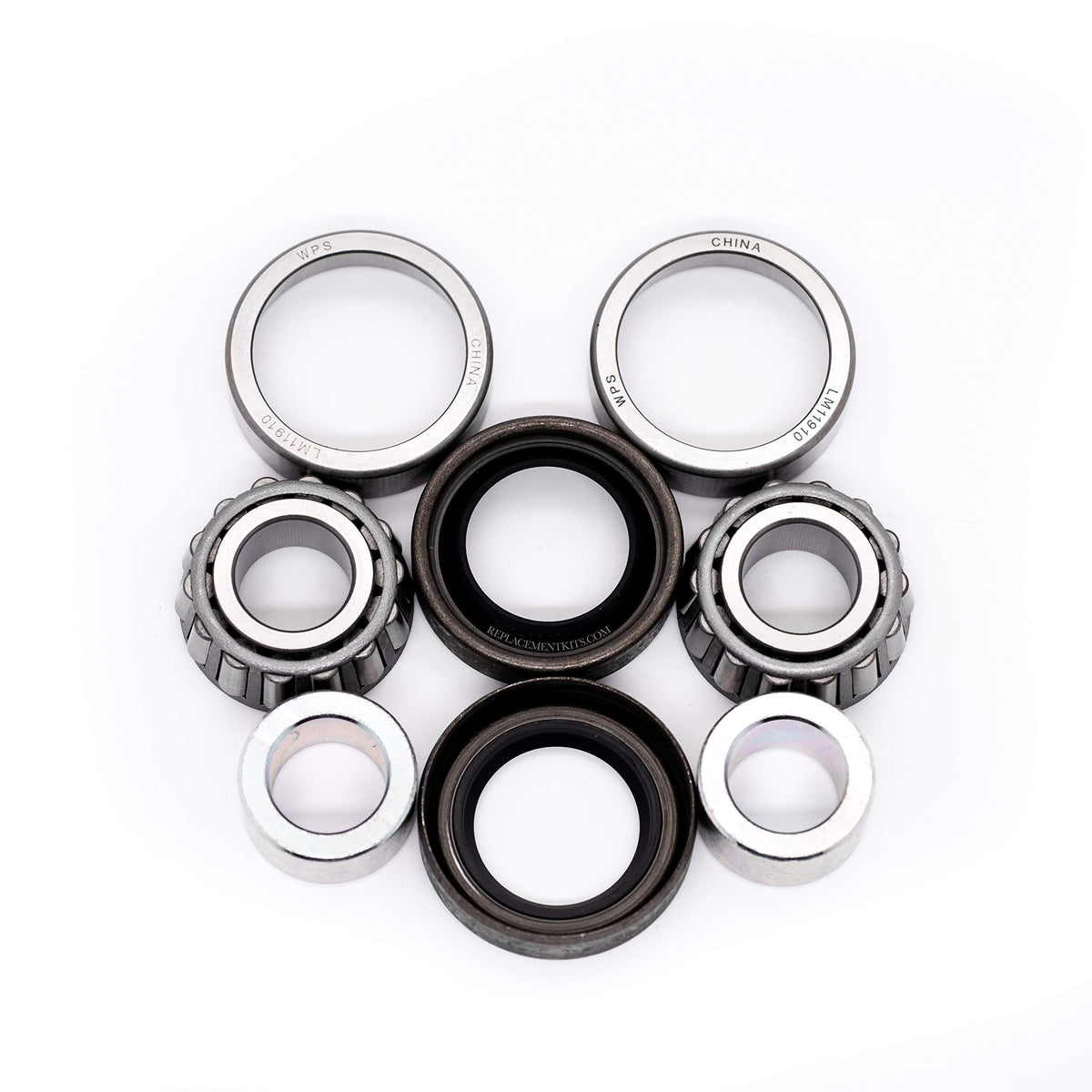 REPLACEMENTKITS.COM front caster kit packaging showing all parts and model fitment benefit
