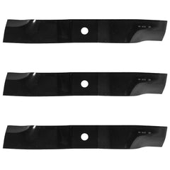 Replaces Kubota front view of three Oregon 92-047 blades showing bolt holes and fit