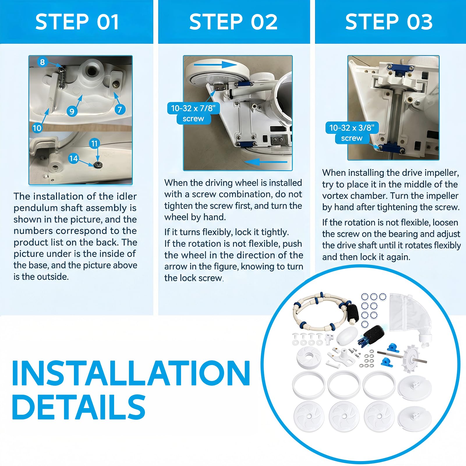 Replizo drive shaft assembly detail showing fit and reliable replacement