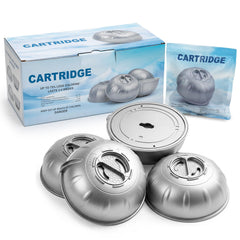 Replizo front packaging showing four replacement cartridges and benefits