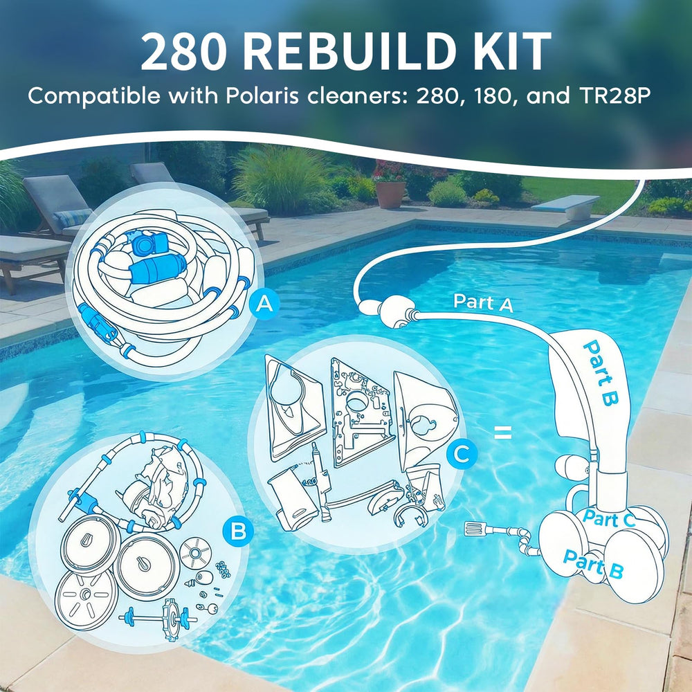 Replizo kit installed on Polaris 280 cleaner, demonstrating restored movement
