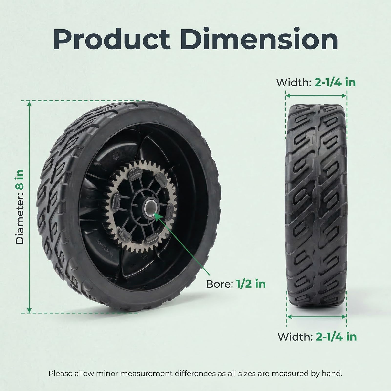 Replizo wheels in use on grass improving maneuverability and control