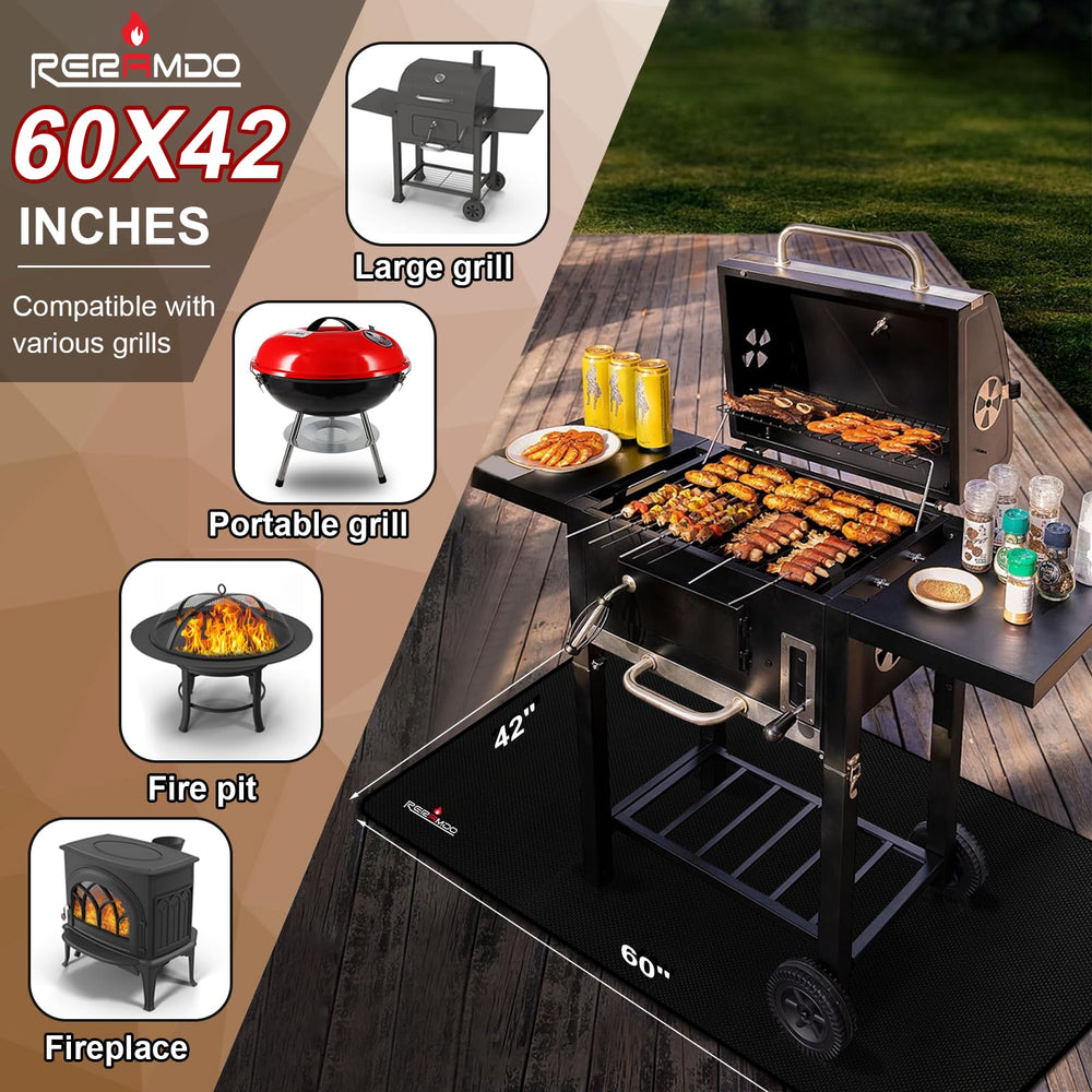 RERAMDO mat under a gas grill catching sparks and spills for safer grilling