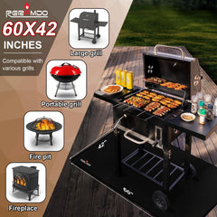 RERAMDO mat under a gas grill catching sparks and spills for safer grilling