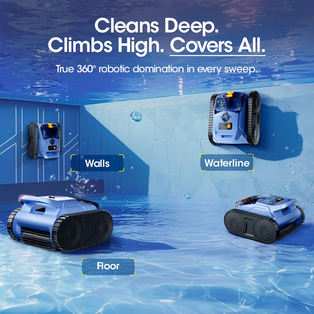 RERIOU next to pool ladder illustrating size and scale for pools up to 2,150 sq ft