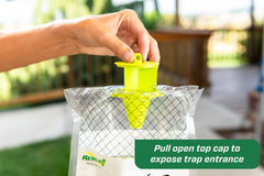 RESCUE! activated trap with water visible, showing fast-acting attraction benefit