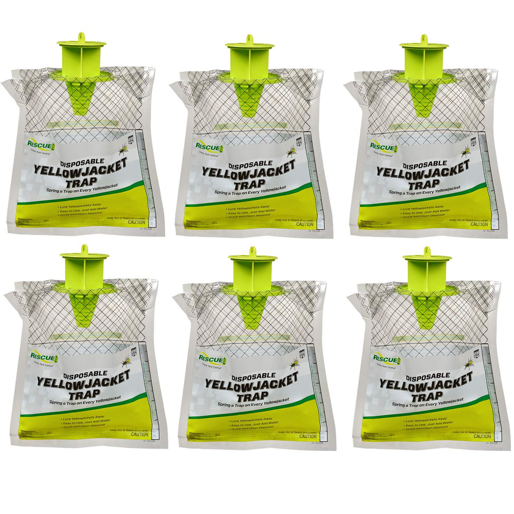 RESCUE! front packaging showing six disposable traps and benefits
