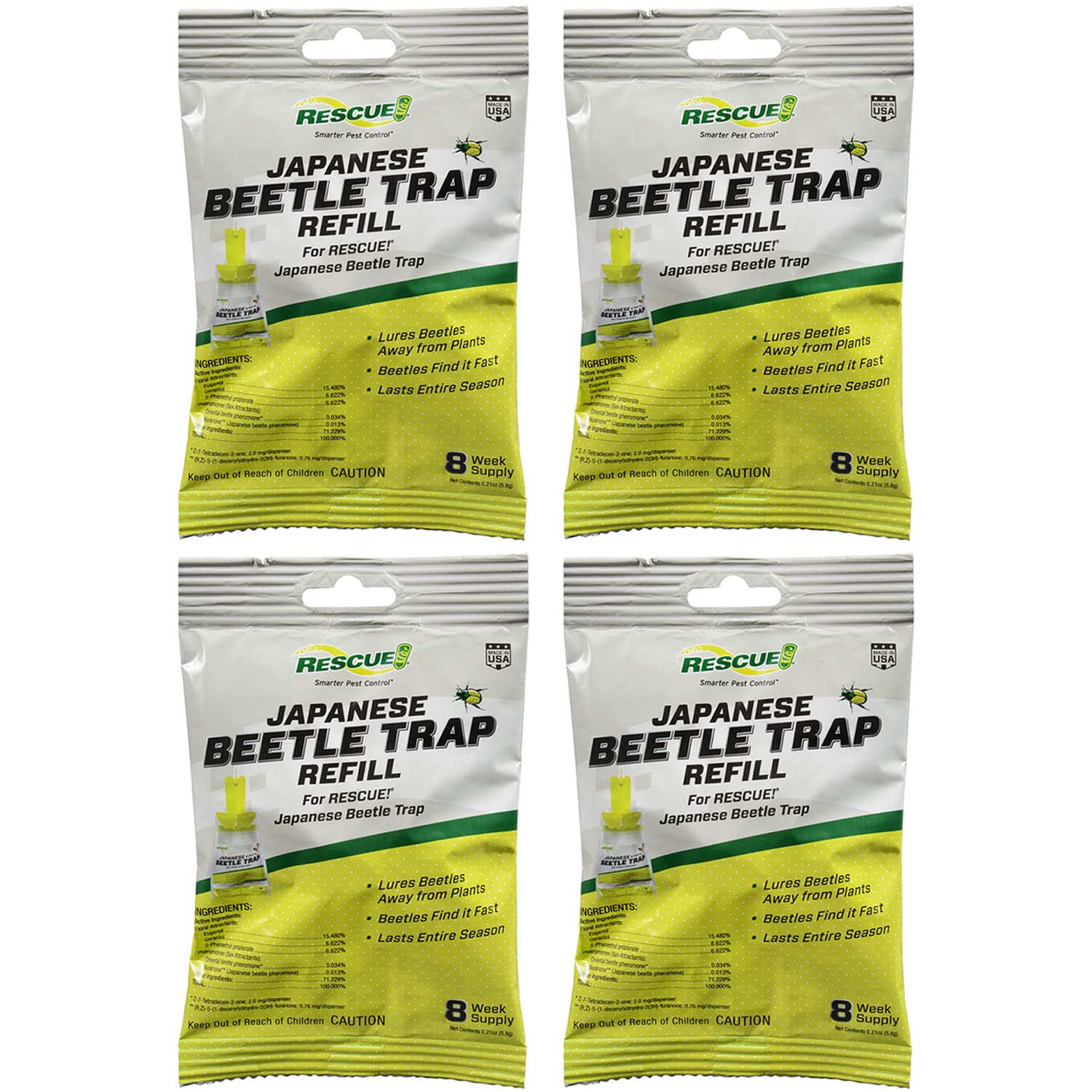 RESCUE! front packaging of refill lures showing 4-pack and benefits