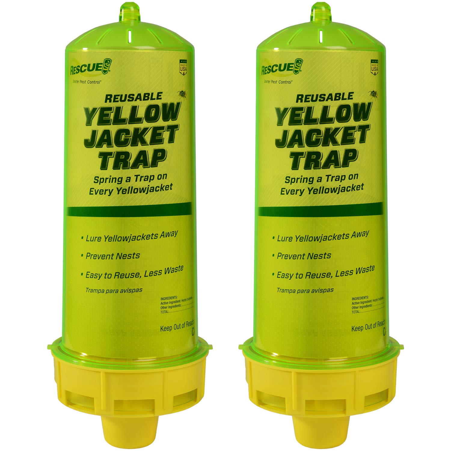 RESCUE! front view of yellowjacket trap showing durable design and easy setup benefit