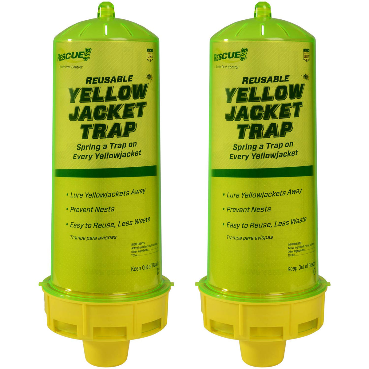 RESCUE! front view of yellowjacket trap showing durable design and easy setup benefit
