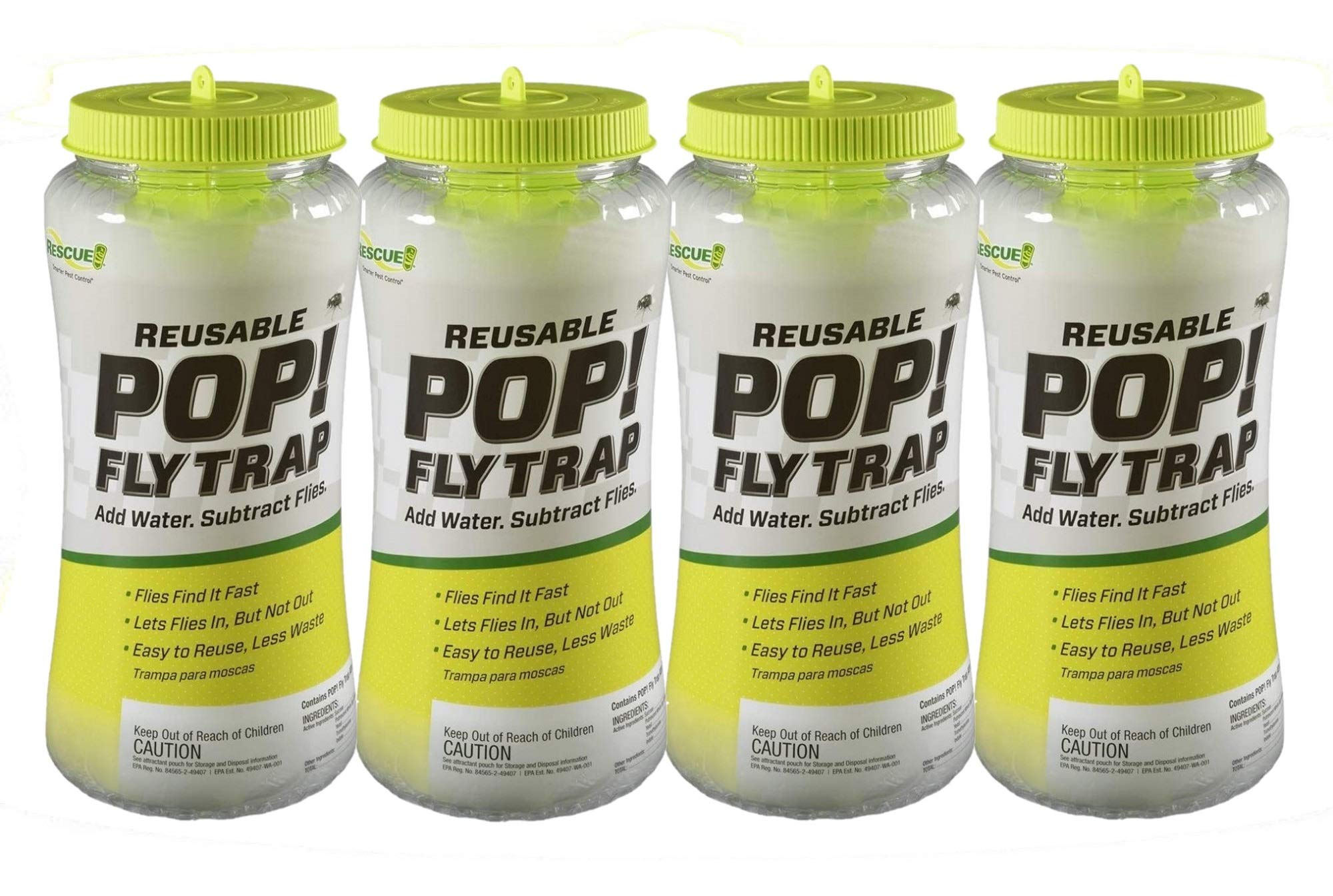 RESCUE! front view of four-pack trap showing packaging and benefits