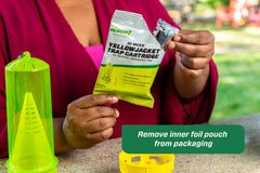 RESCUE! trap with captured yellowjackets showing cartridge effectiveness