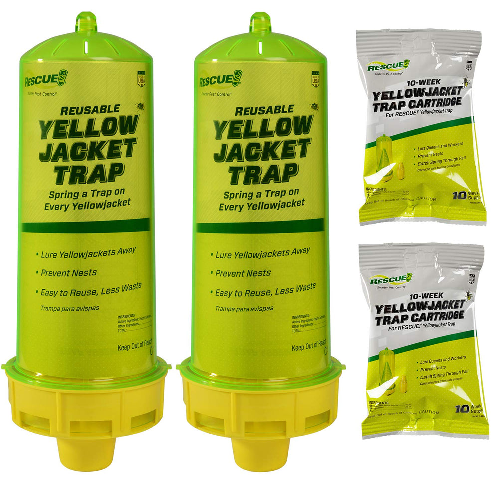 RESCUE! front view of yellow trap showing bright color to attract wasps