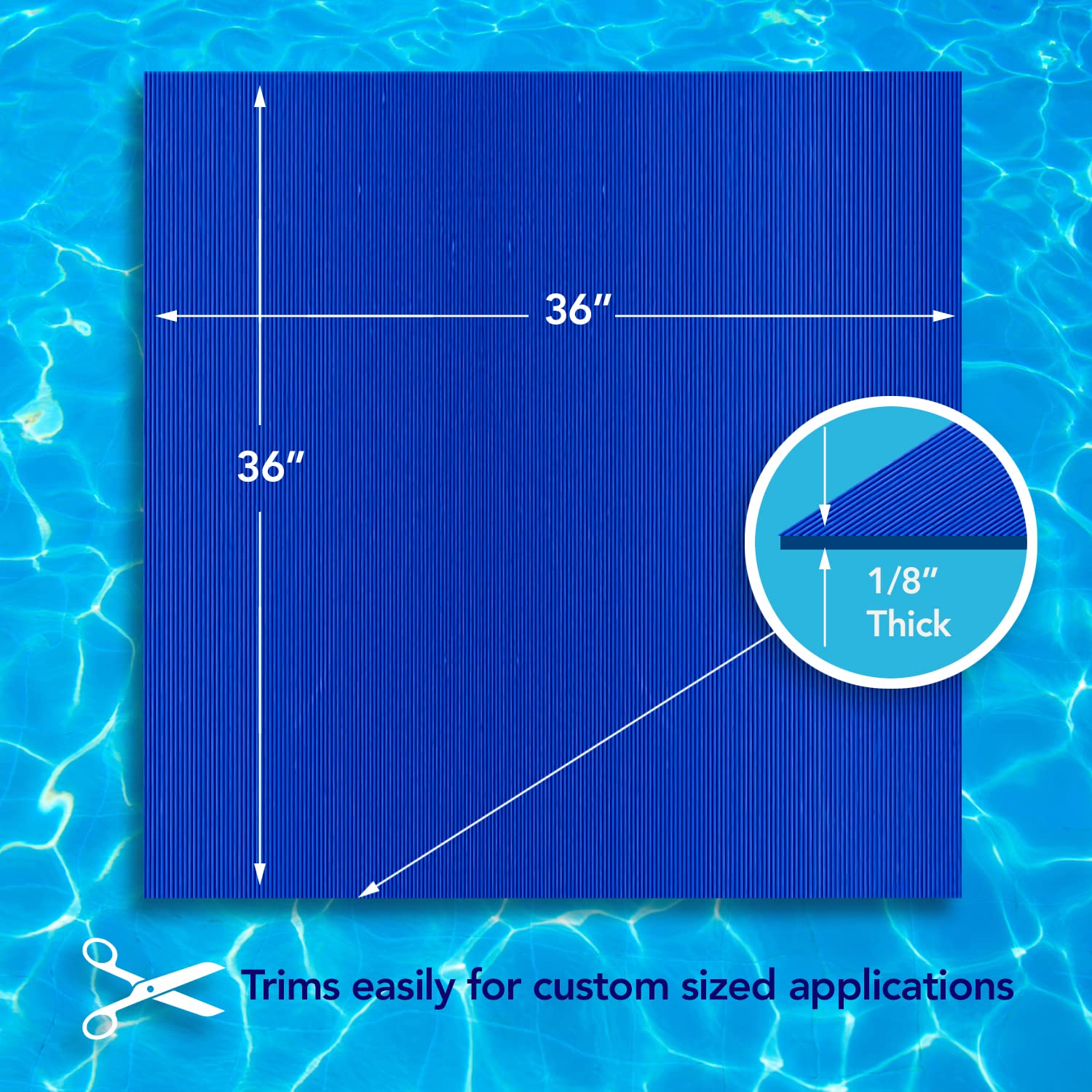 RESILIA mat placed under pool ladder demonstrating liner protection benefit
