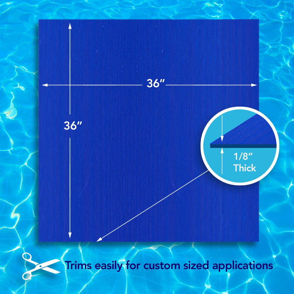 RESILIA mat placed under pool ladder demonstrating liner protection benefit