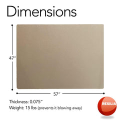 RESILIA mat next to chair showing scale and 57 by 47 inch coverage