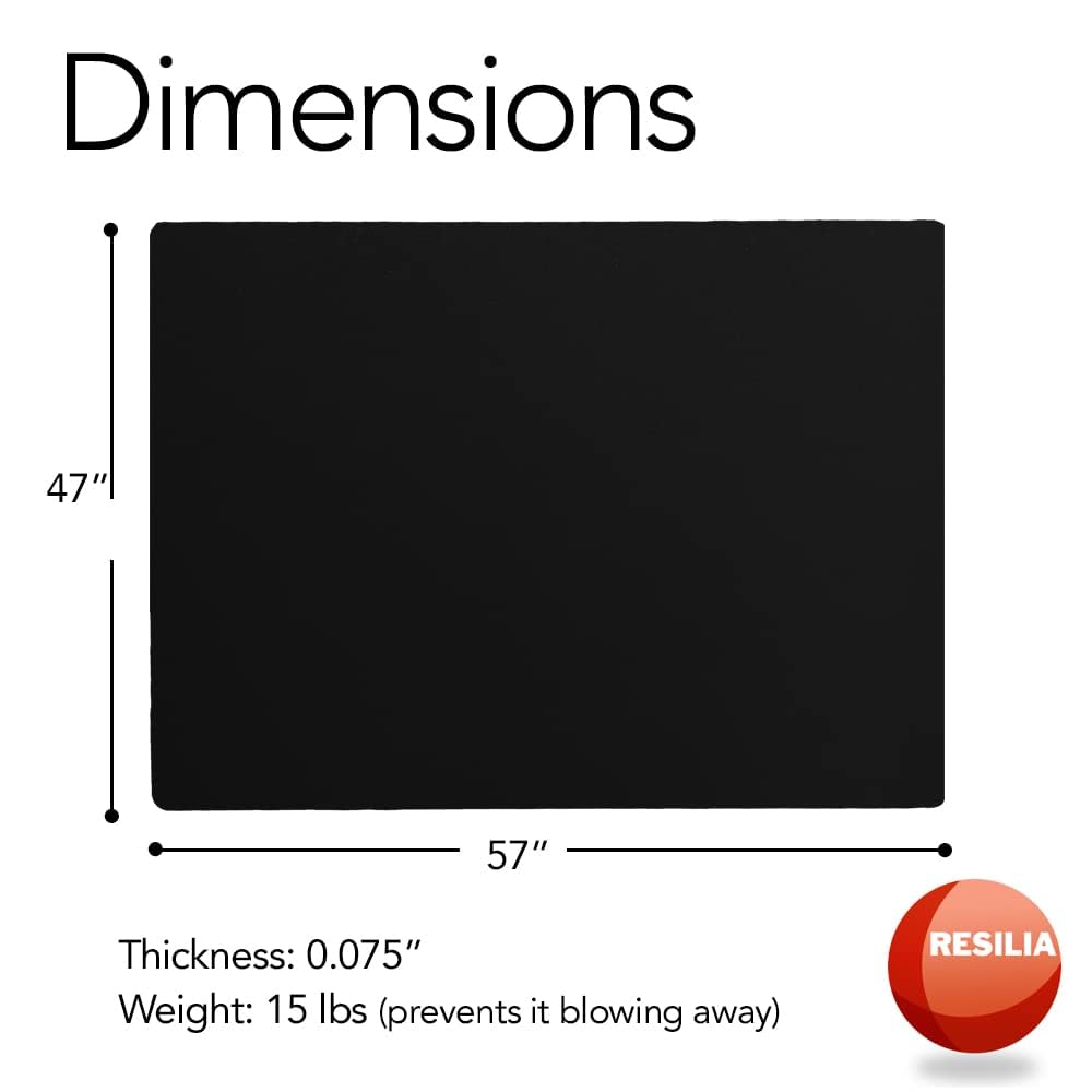 RESILIA mat shown with ruler to show 57 by 47 inch scale
