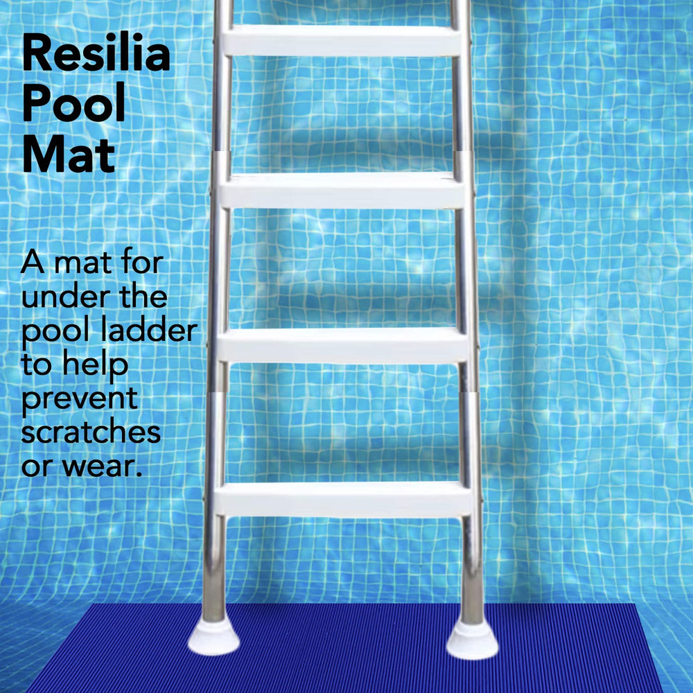 RESILIA trimmed mat fitted around ladder foot showing custom fit advantage