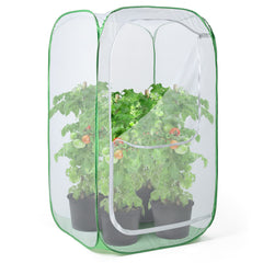 RESTCLOUD front view of pop-up plant enclosure showing full coverage and benefit of pest protection