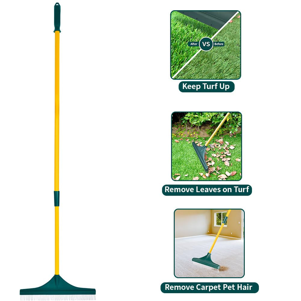Restick telescoping handle extended for user height, reduces back strain