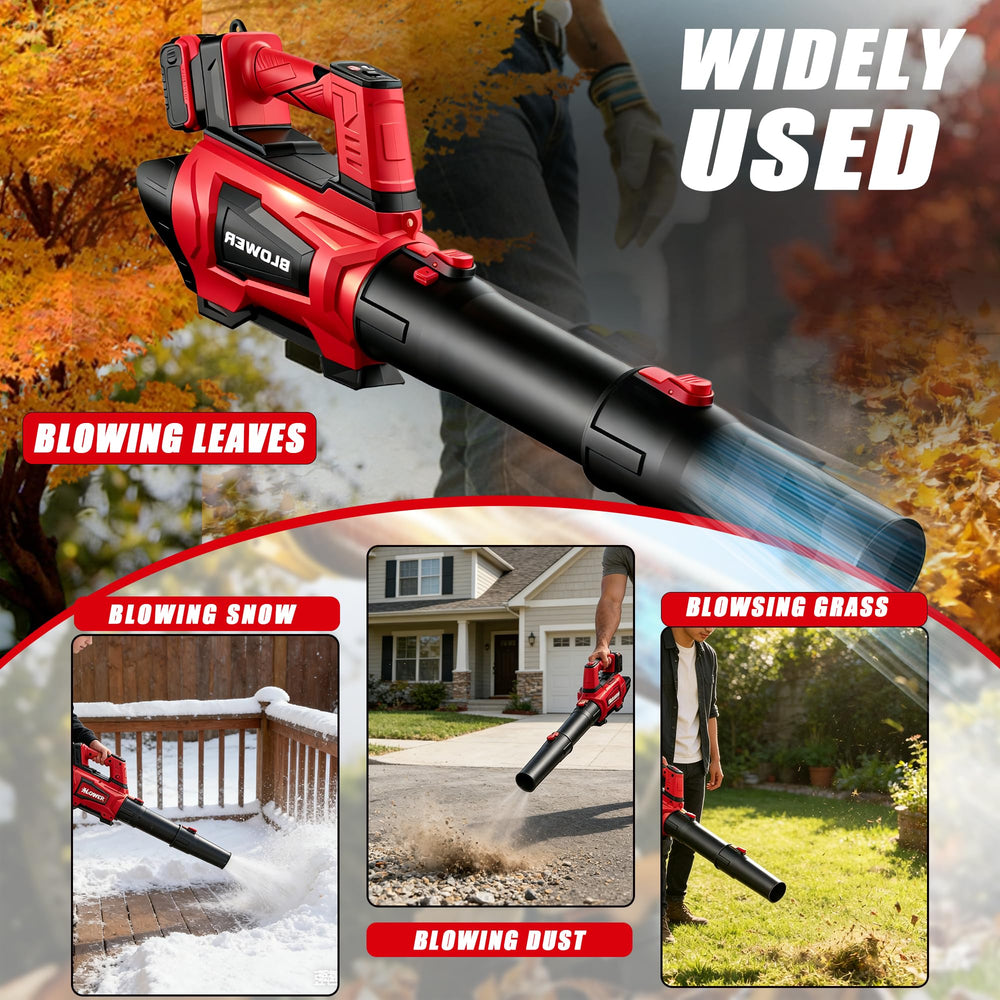 Restick blower next to a foot showing lightweight 6-pound portability