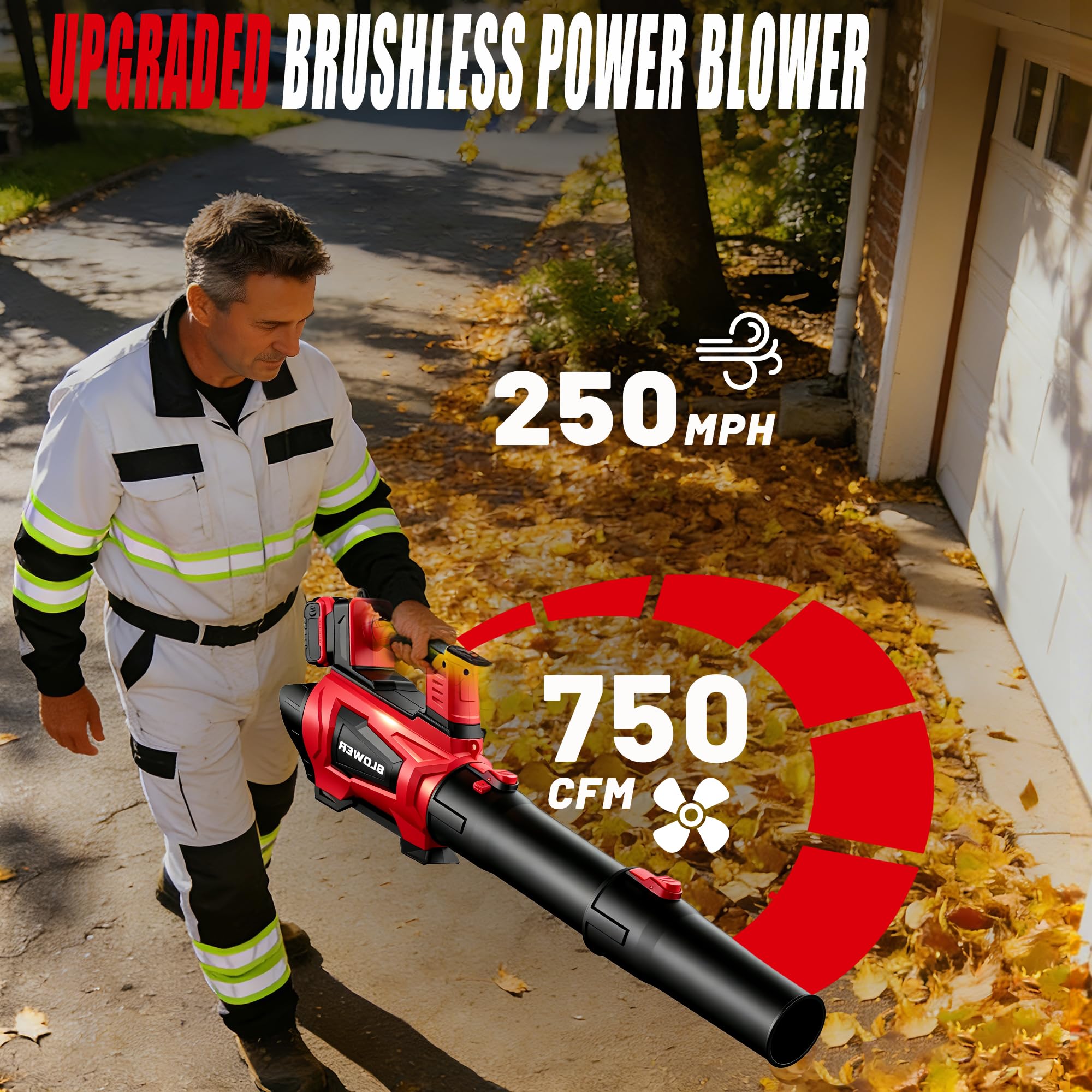 Restick blower side profile in garden for easy yard cleanup benefit