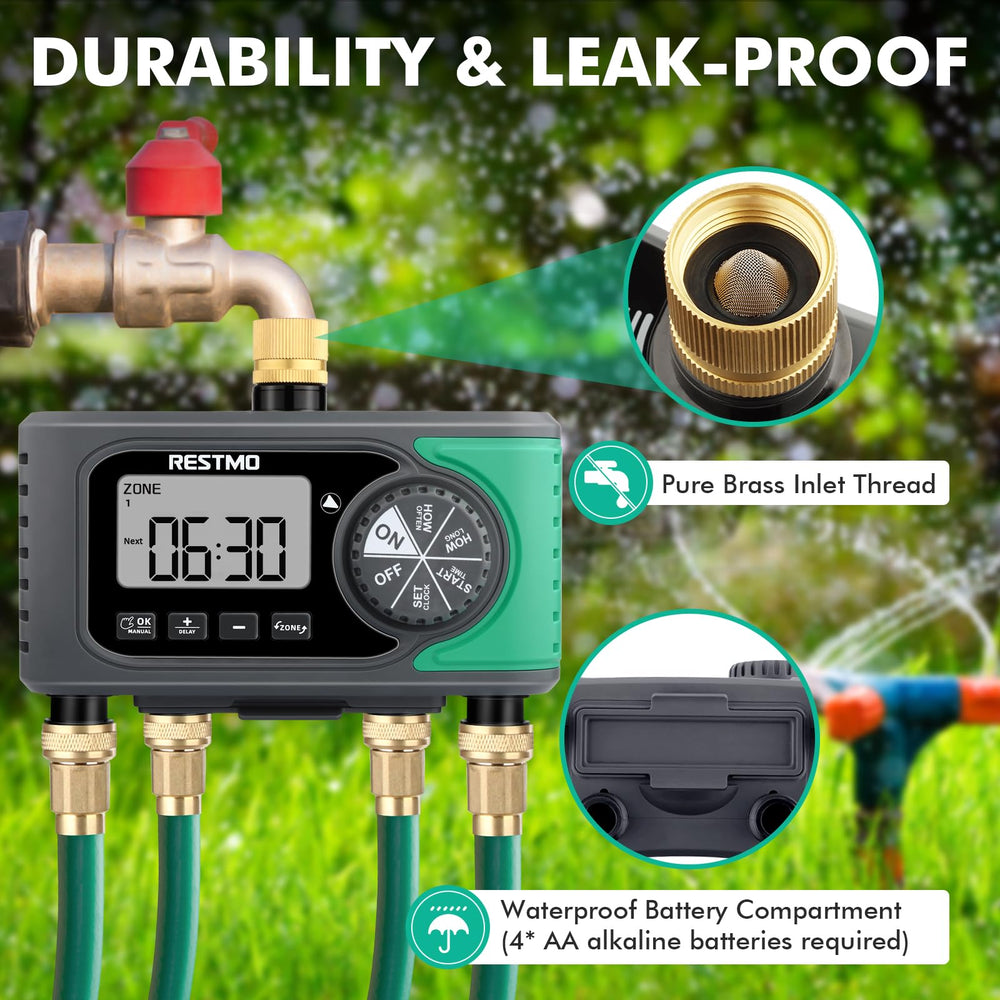 Restmo brass inlet close-up illustrating secure leak-resistant connection