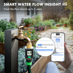 RESTMO paired with smartphone app showing live flow and history tracking