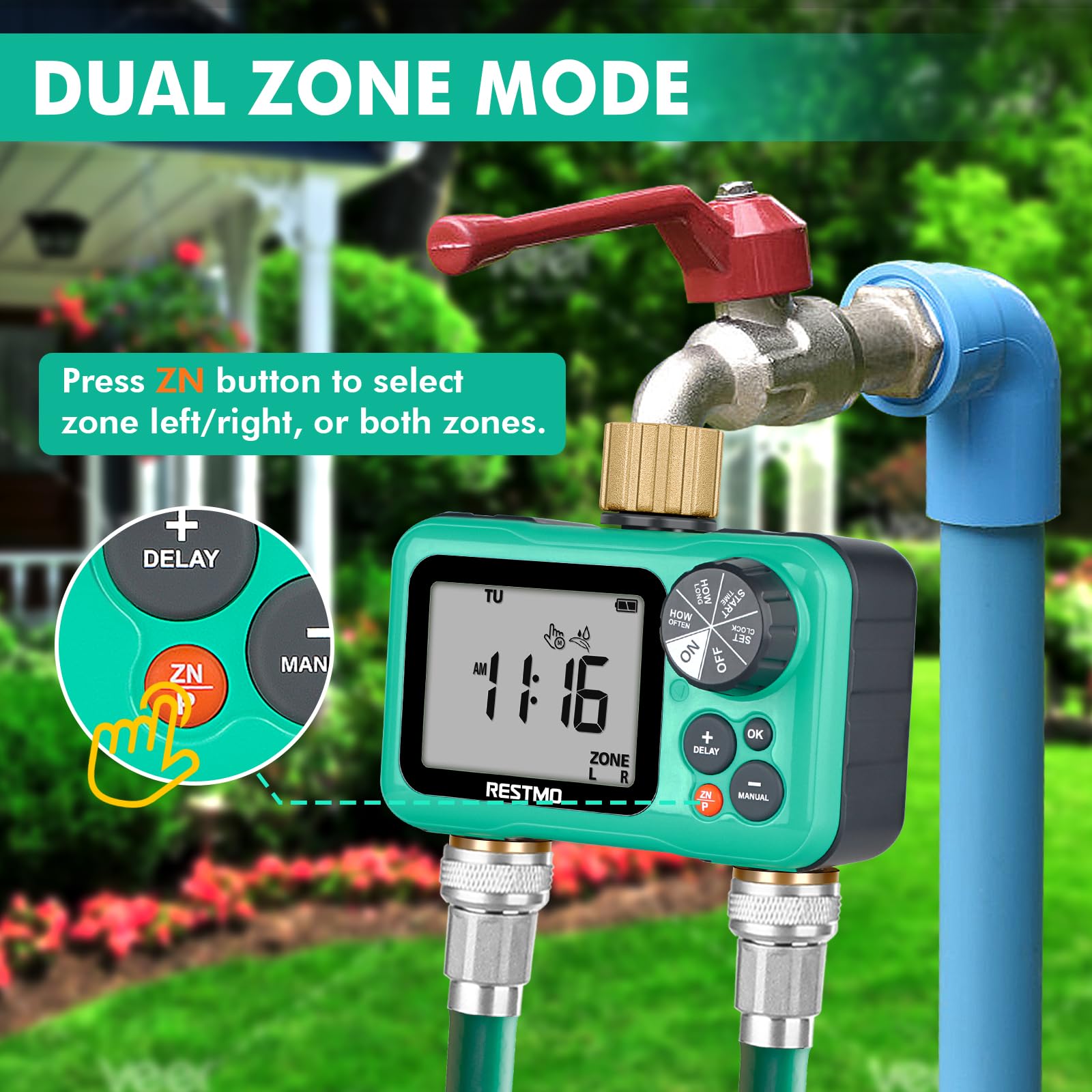 RESTMO connection scale with hand showing size and simple faucet fitment