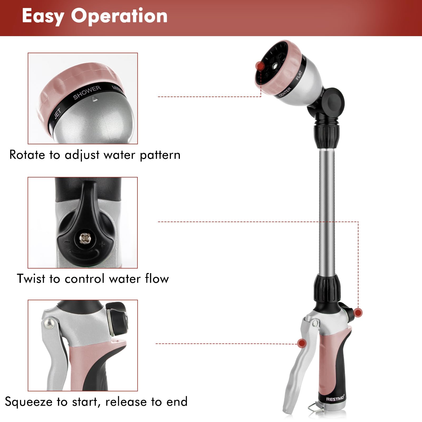 RESTMO ergonomic TPU grip and trigger close-up showing comfort and reduced hand fatigue