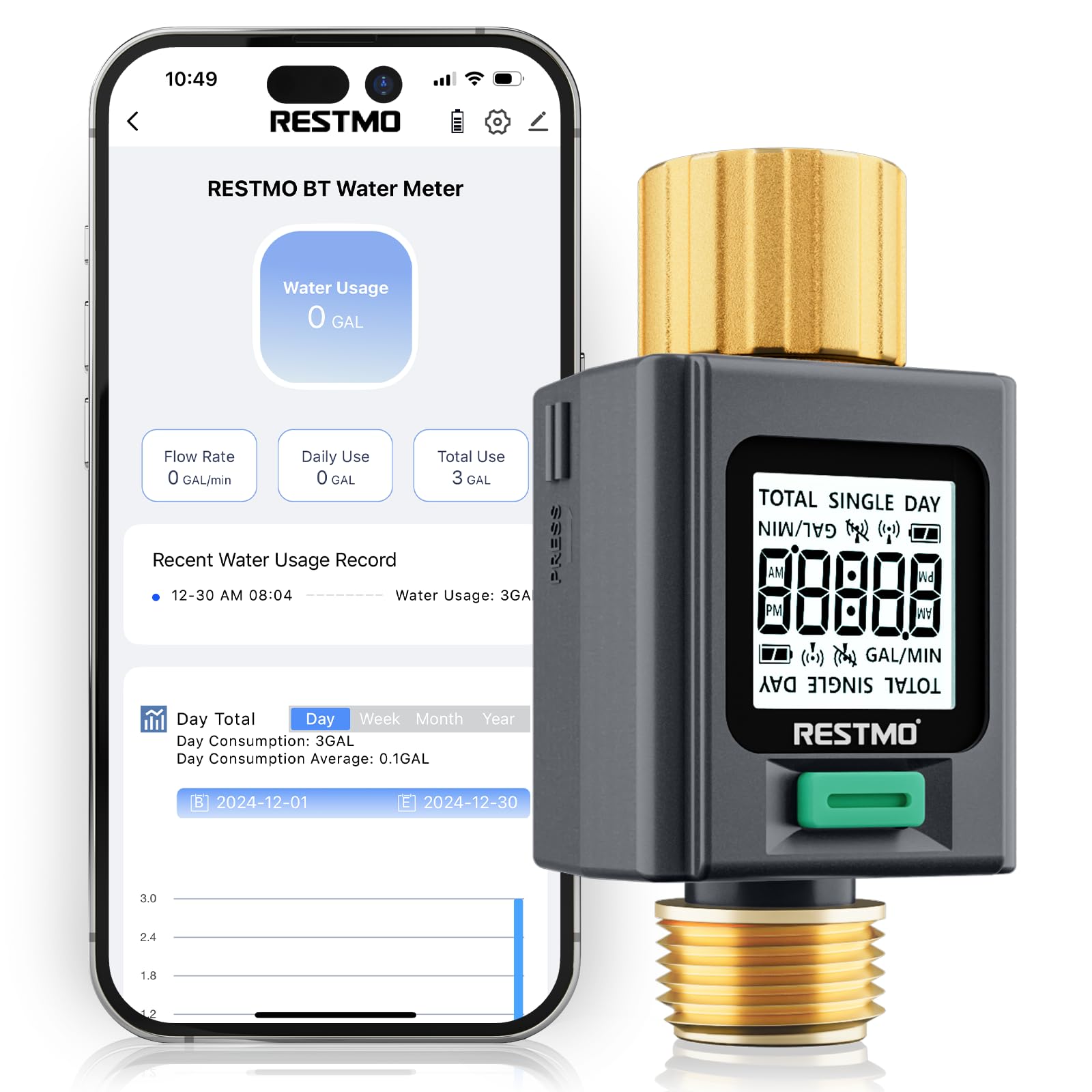 RESTMO front display showing clear backlit readings for quick monitoring
