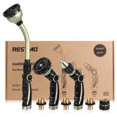 RESTMO kit front view showing metal wand, sprayer, nozzle and fittings for durability