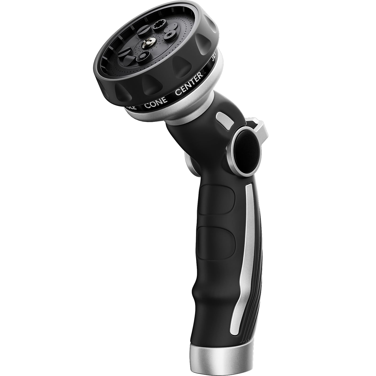 Restmo front view metal hose nozzle showing solid construction and durable finish