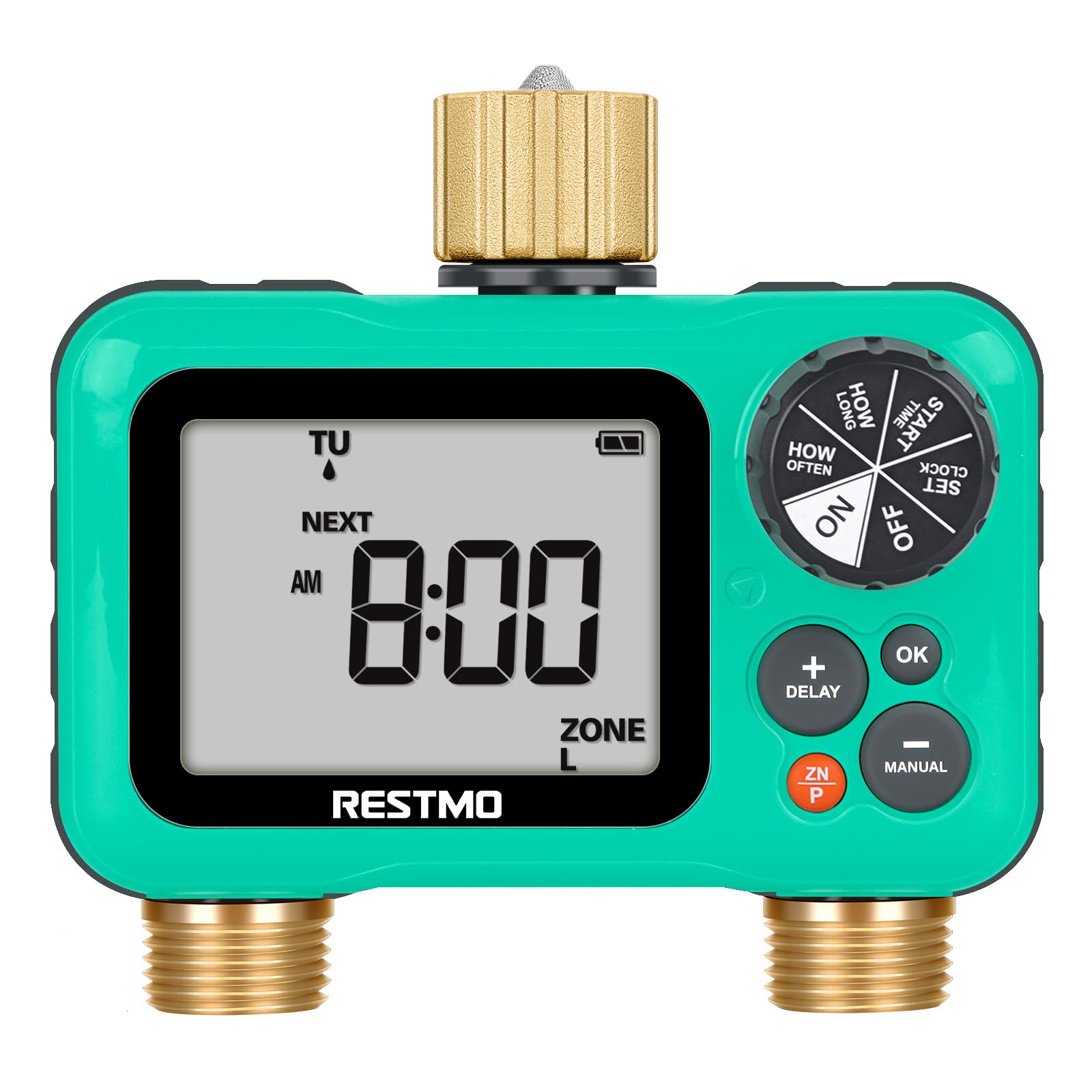 RESTMO front panel display showing settings and benefit of easy programming