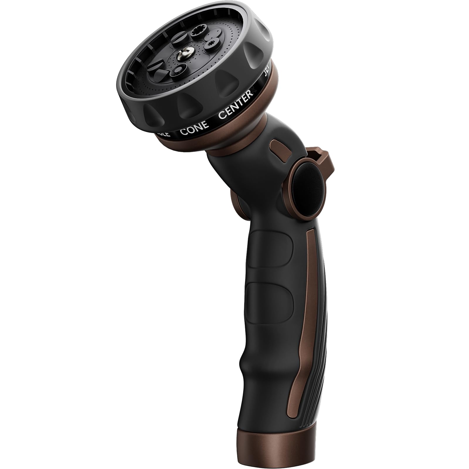 RESTMO front view of metal hose nozzle showing durable build and easy patterns