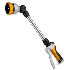 Restmo front view of metal hose wand showcasing sturdy build and reach