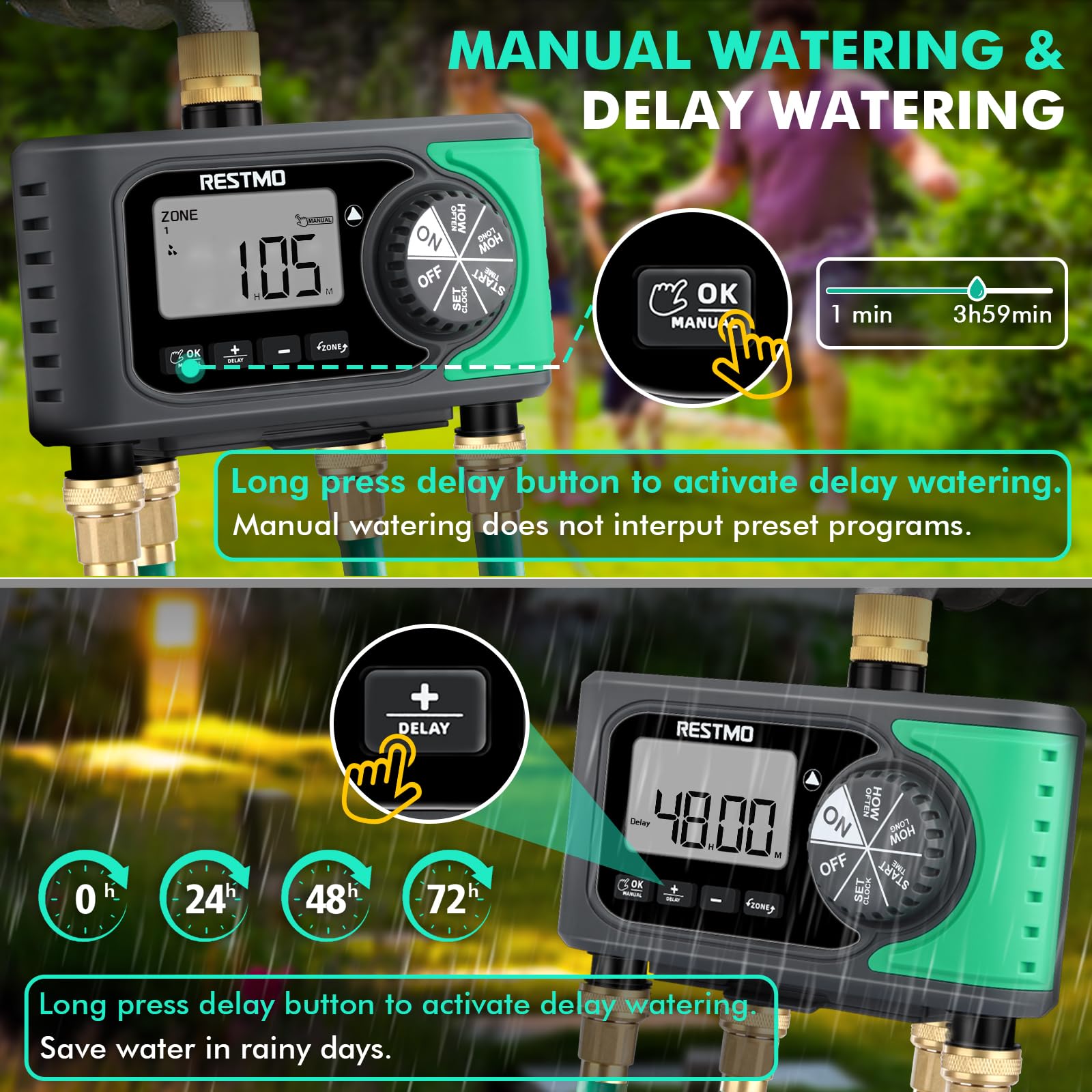 Restmo installed on faucet with hoses demonstrating quick setup convenience