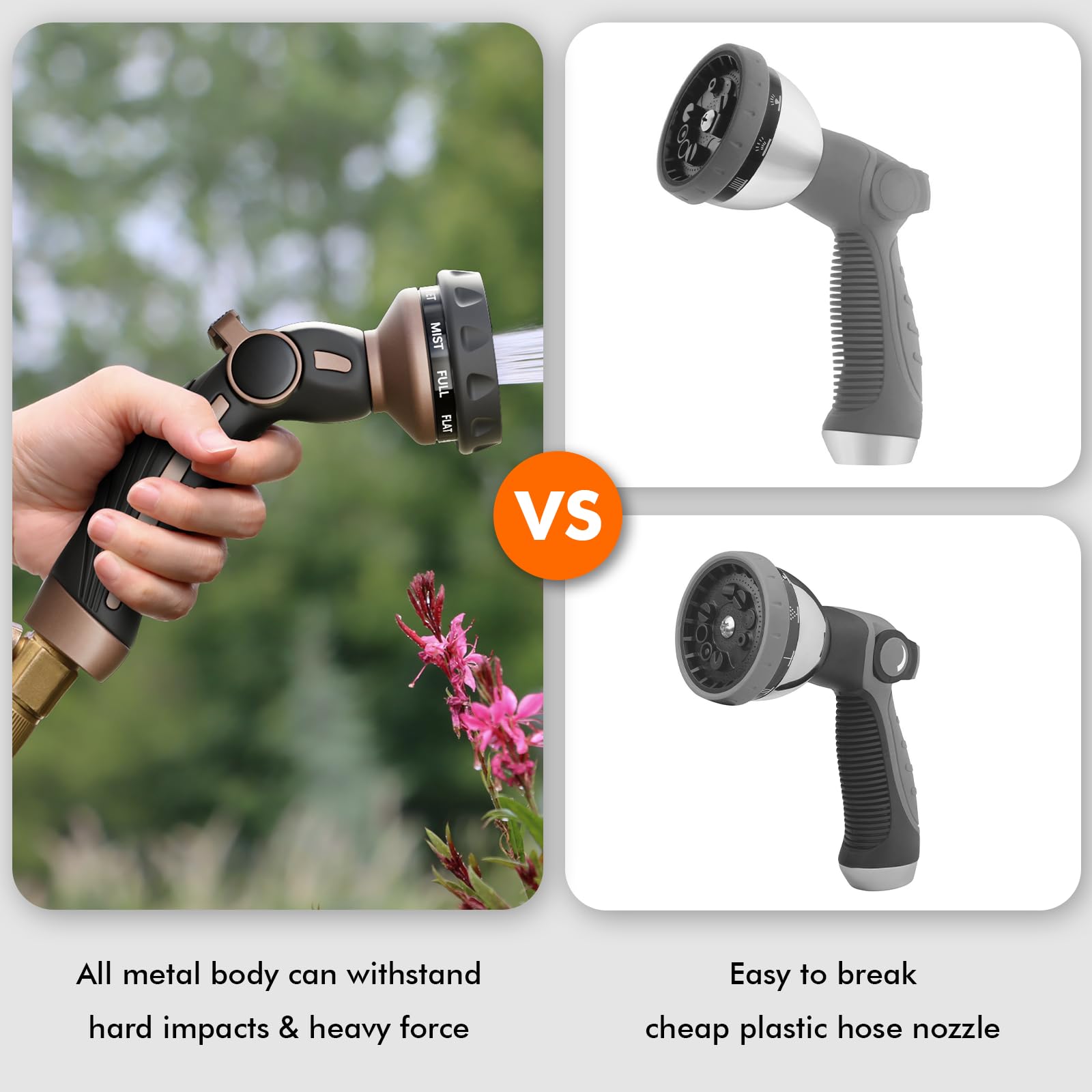 RESTMO nozzle beside hand for scale showing compact robust size benefit