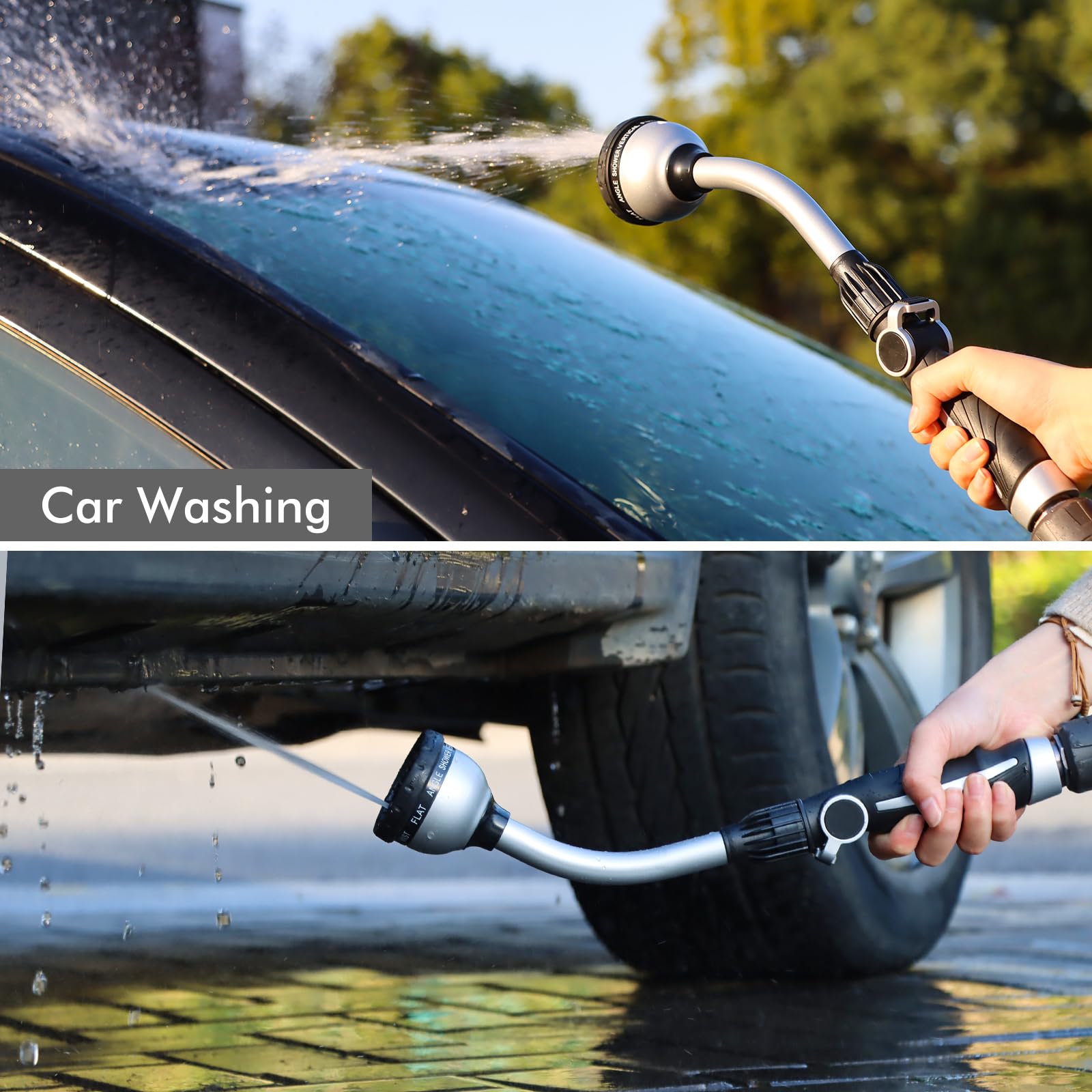 Restmo wand attached to standard garden hose with watertight gasket for no leaks