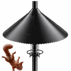ReTang front view of metal squirrel baffle showing sturdy build and coverage benefit