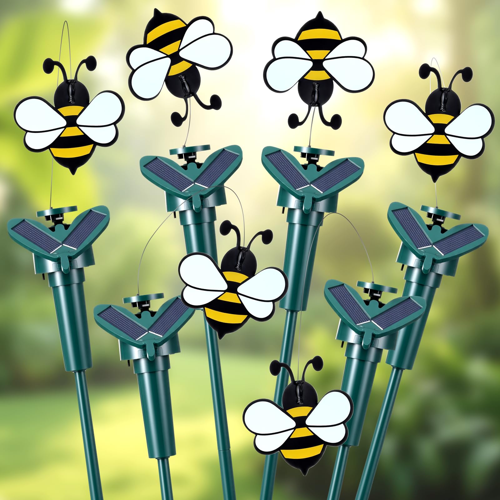 Retisee front packaging showing six solar flying bees and stakes for instant decoration