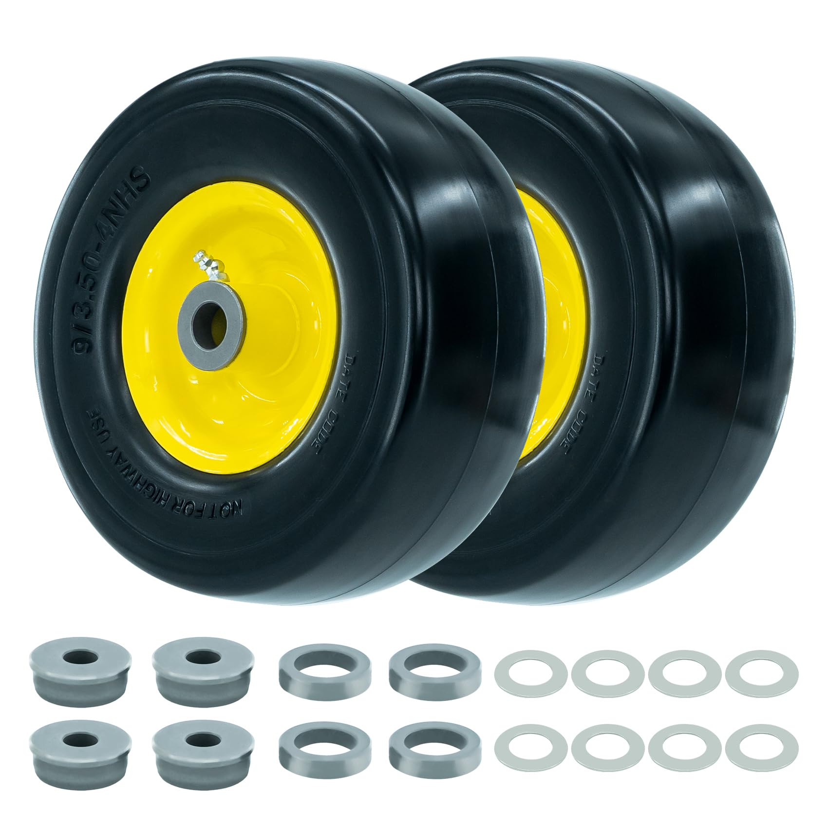 RETOTLA front view of 9x3.50-4 wheel showing fitment and finish for dependable replacement