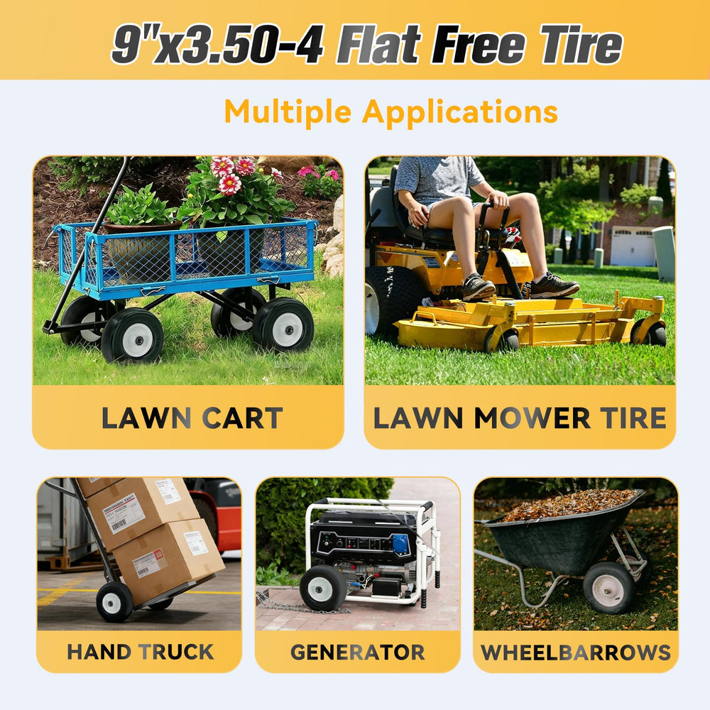 RETOTLA on a zero-turn mower caster demonstrating easy maneuvering and puncture-free benefit
