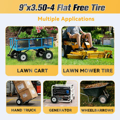 RETOTLA on a zero-turn mower caster demonstrating easy maneuvering and puncture-free benefit